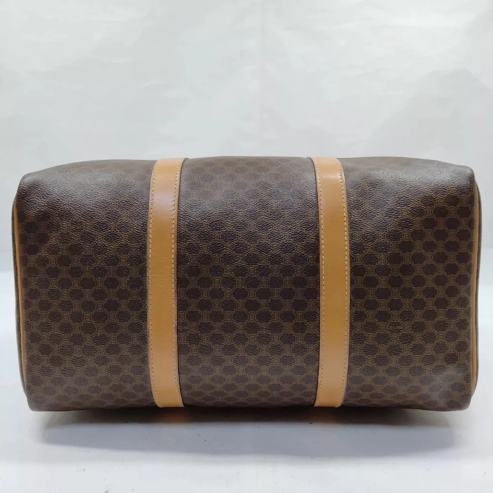 💯AUTH CELINE BOSTON BAG MACADAM PVC/LEATHER BROWN UNISEX - Picture 5 of 10